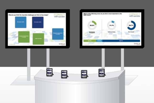 DFB kiosks and trade show booth activity results screens