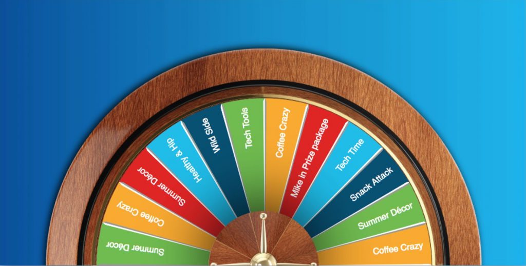 3 dimensional virtual prize wheel with wood texture