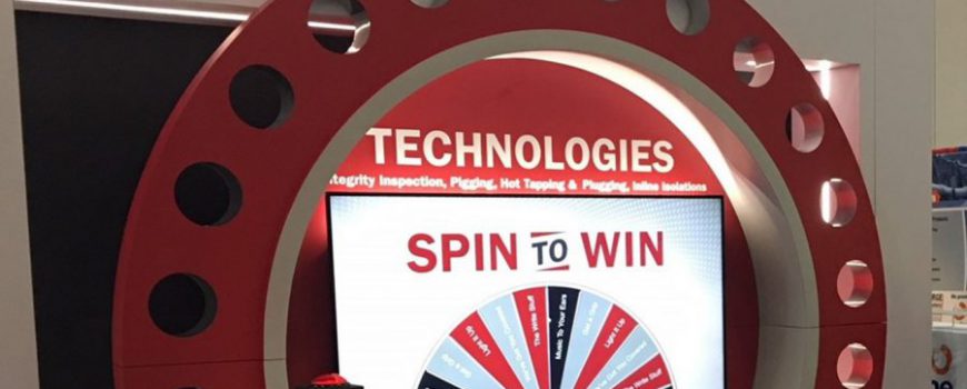 SPIN TO WIN Virtual Prize Wheel built into trade show exhibit